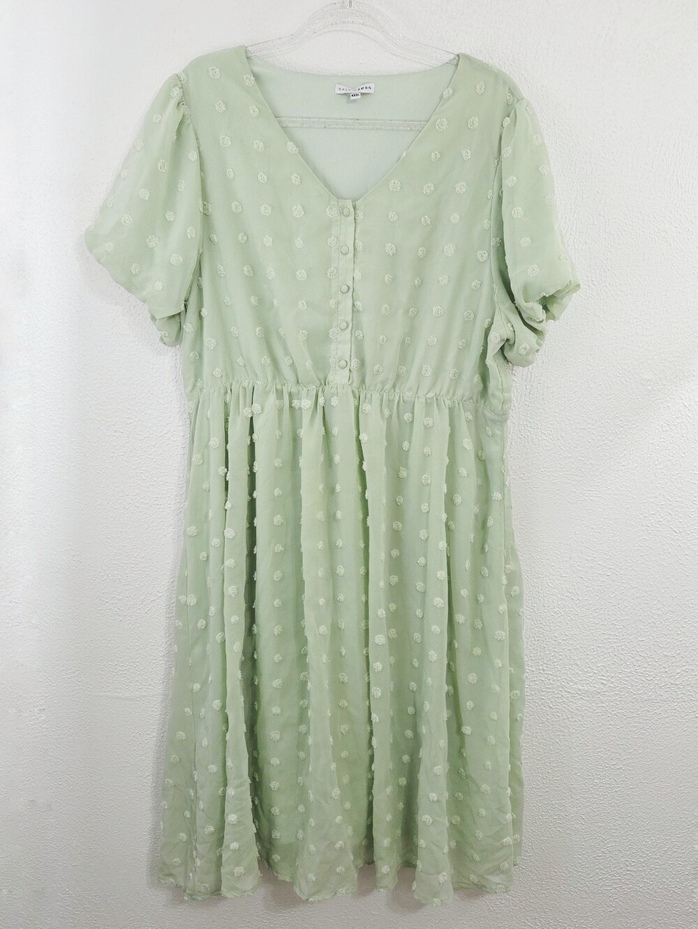 Baltic Born Mila swiss dot midi dress mint sage green chiffon women's plus XXXL